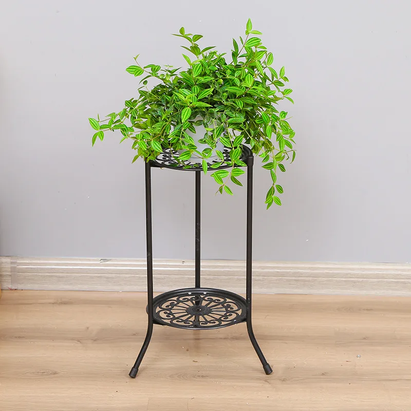2-Tiered Plant Stand Metal Shelf For Indoor Outdoor Home Decoration
