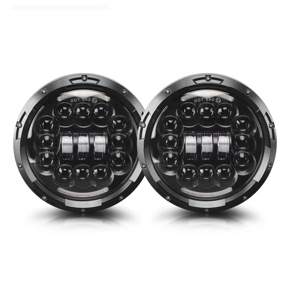 Faro redondo LED para motocicleta, Faro de ojo de ángel para Jeep Wrangler JK TJ CJ/Hummer H2 y H1 Land Rover, señal de giro, 7 pulgadas, 1 unidad