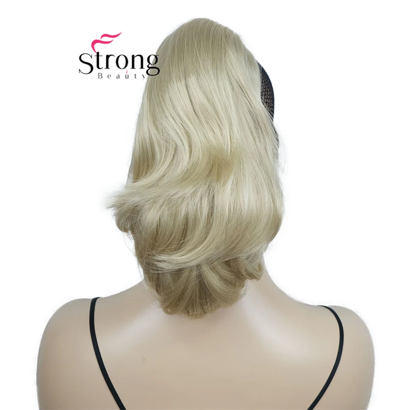 Strongbeauty 12 클로 포니테일 헤어 익스텐션의 컬리 스타일 클립 턱/클로 클립이 있는 이중 용도 합성 헤어피스 125g