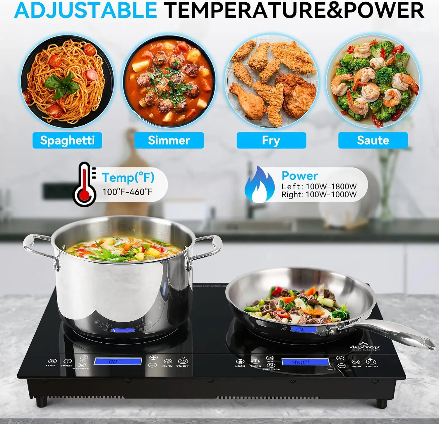 1800W Portable Induction Cooktop 2 Burner