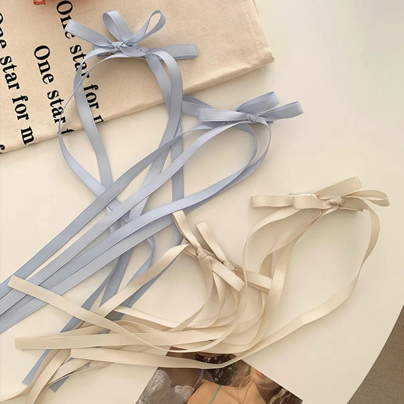 2pcs 2024 neue süße Band Schleife Stirnband lange Quaste Haars pange Frauen Haarschmuck Mädchen Party Kopf bedeckung Seiten clips – Detail 12