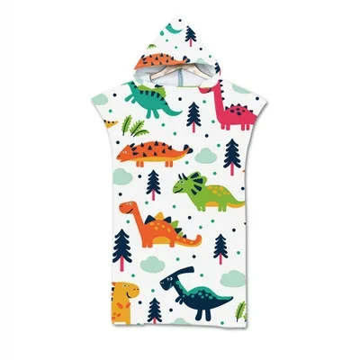 Ancient Dinosaur Hooded Bath Towels Cloak Microfiber for Adults Bathrobe Skin-friendly Swimming Beach Towels Poncho 75*110cm 6