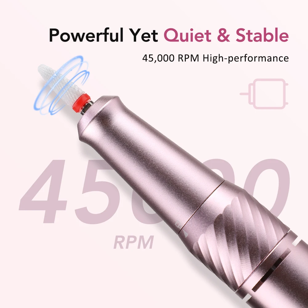 45000RPM Rechargeable Electric Nail Drill Machine Professional Nail File For Manicure Pedicure Acrylic Nails Polishing Tool