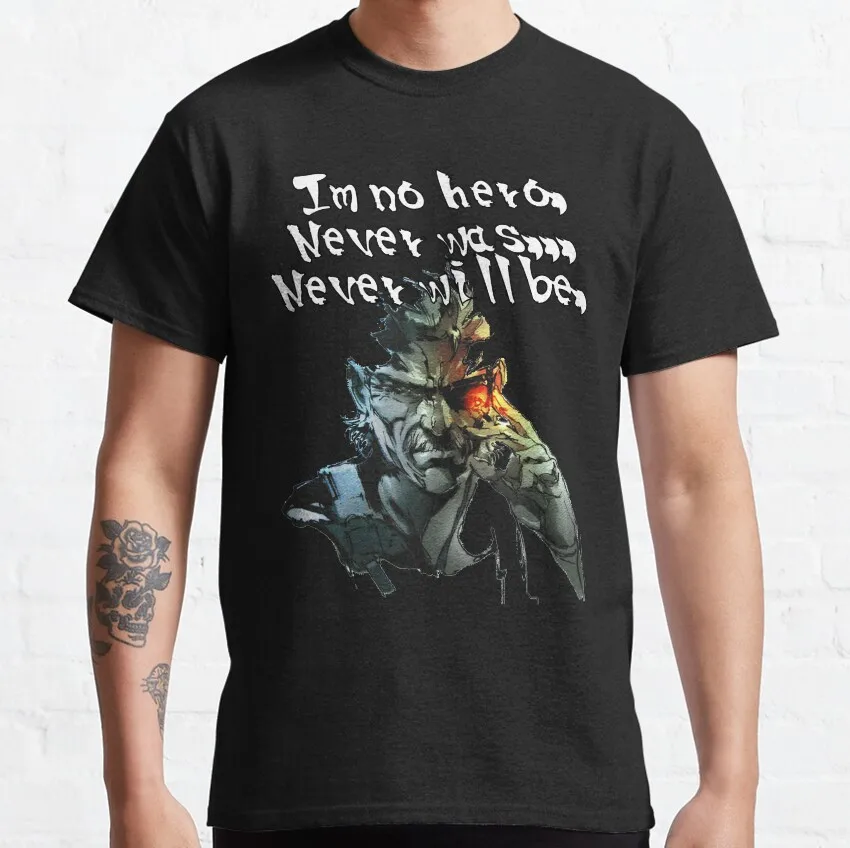 Metal Gear Solid Big Boss Sketch Graphic Cotton T-Shirt - Plus Size Men's Gaming Apparel
