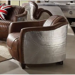 ACME Brancaster Chair in Retro Brown Top Grain Leather & Aluminum
