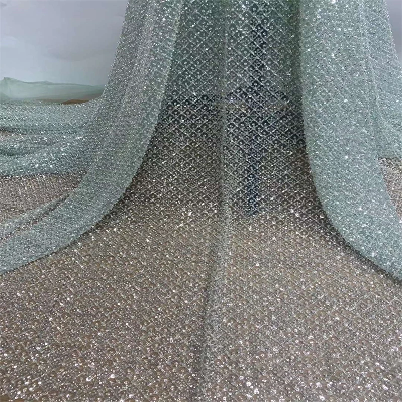 SJ Lace French Tulle Lace Fabric 2022 High Quality Nigerian Women Wedding Beaded Embroidery African Lace Fabric Dress jh14-10