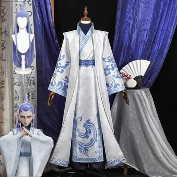 Chinese Anime Ne Zha 2 Aobing Cosplay Costume Wig Hanfu Uniforms Outfit Full Set Halloween Party Con Role Play Clothing Set