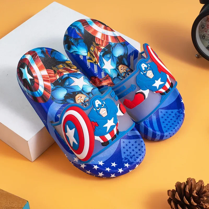 Disney Marvel Children's Slippers Boys and Girls Summer Cartoon Beach Non-slip Soft-soled Indoor Shoes Home Sandals