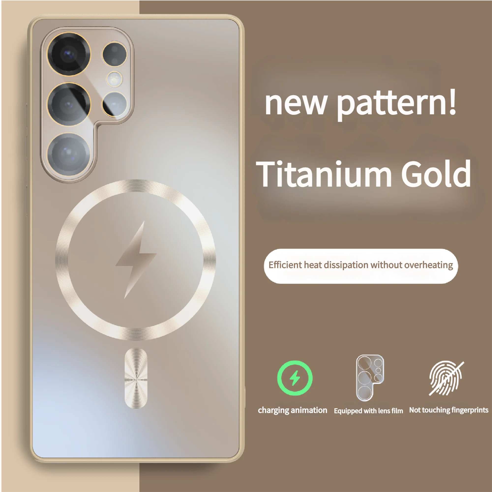 Ultra Thin Matte Magnetic Wireless Charging Case with Glass Lens Protection - Shockproof Cover