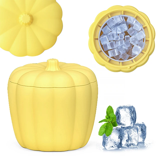 Pumpkin Shaped Ice Cube Tray With Built In Small Ice Trays for Mini Fridge