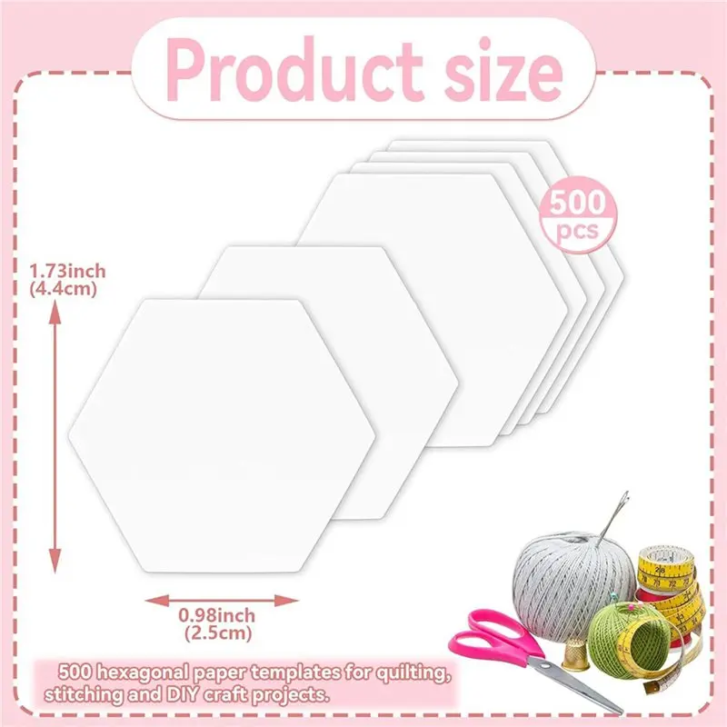 【크리스마스】1000개 종이 조각 1인치, DIY 패치워크 공예 및 바느질 용품용 육각형 퀼팅 템플릿