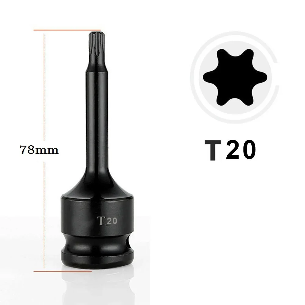 육각 Torx 스크루 드라이버 비트, 임팩트 드라이브 소켓 어댑터 헤드 T20-T100, 전동 공구 액세서리용, 1/2 인치, 1PC