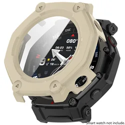 Premium Tempered Glass Protective Case - Hard PC Bumper & Screen Protector Combo - T - REX 3Pro 48mm (Be)
