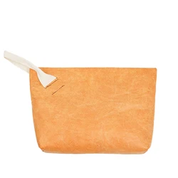 Eco - Conscious & Fashionable Lightweight Durable Retro Paper Cosmetic Bag - The Perfect Travel Companion (Brown)
