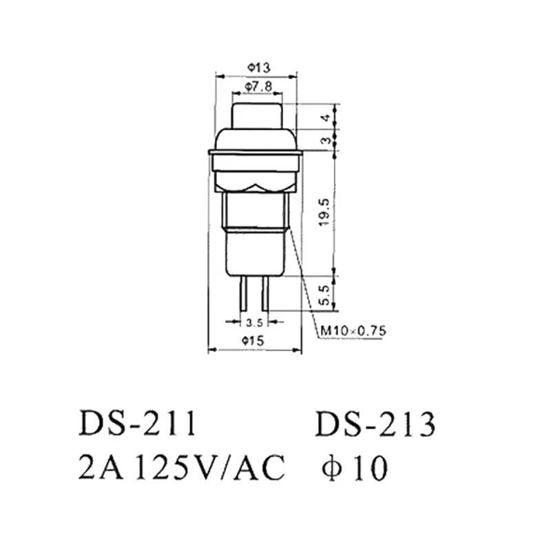 5/20/100PCS DS-211 DS-213 10mm Round Push Button Switch Miniature Reset Momentary / Self Locking Round Button Switch Miniature