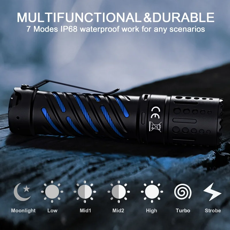 ACEBEAM E70 4600 Lumens Ultra Compact Rechargeable EDC Flashlight for Household Search Outdoor Camping Hiking