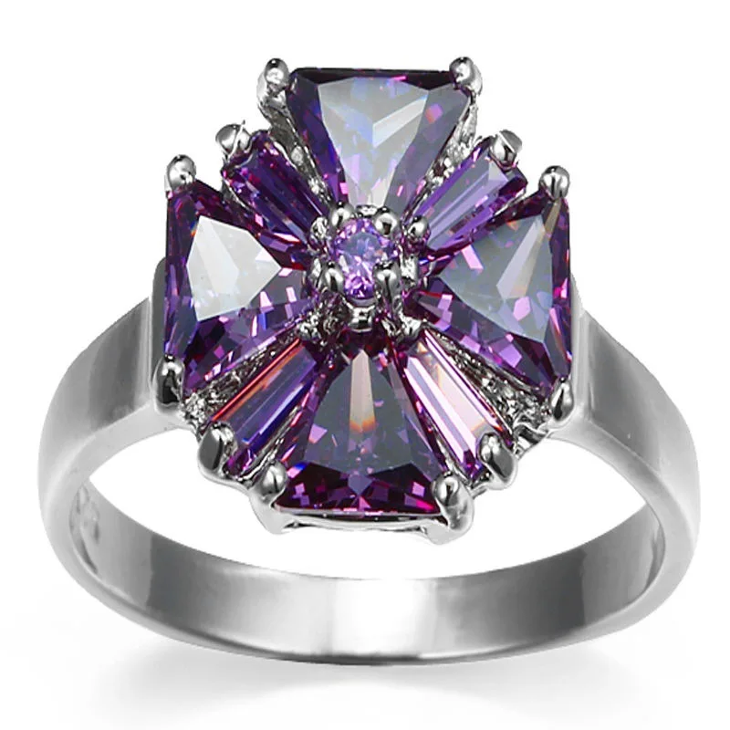 

Noble Jewelry Fashion Amethyst Ring Elegant Temperament Ladies' Free Mommy Mother's Day Romantic Gift Shipping