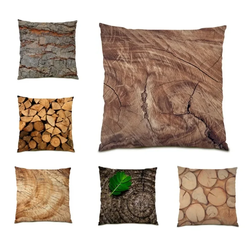 

Tree Texture Cushion Cover Double Sided Natural Pillowcases Pastoral Pillow Cover Forest Leaves Cojines Party Decor Gift DE1353