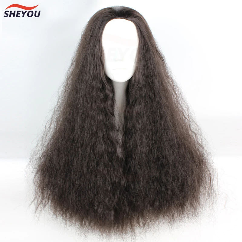 

New Film Movie Princess Moana Women Girls Long Black Brown Curly Wavy Heat Resistant Cosplay Costume Wig
