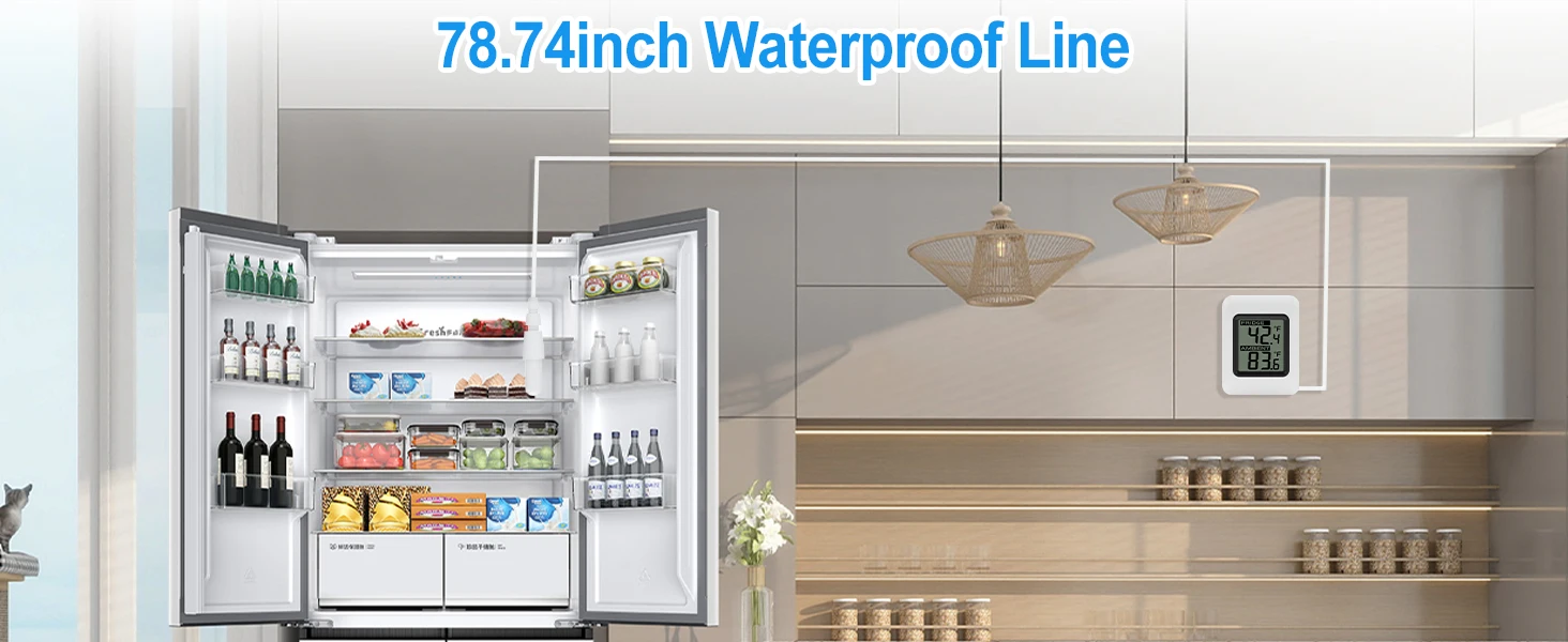 Digital Refrigerator Thermometer with Large LCD Wired Freezer Room Indoor Outdoo