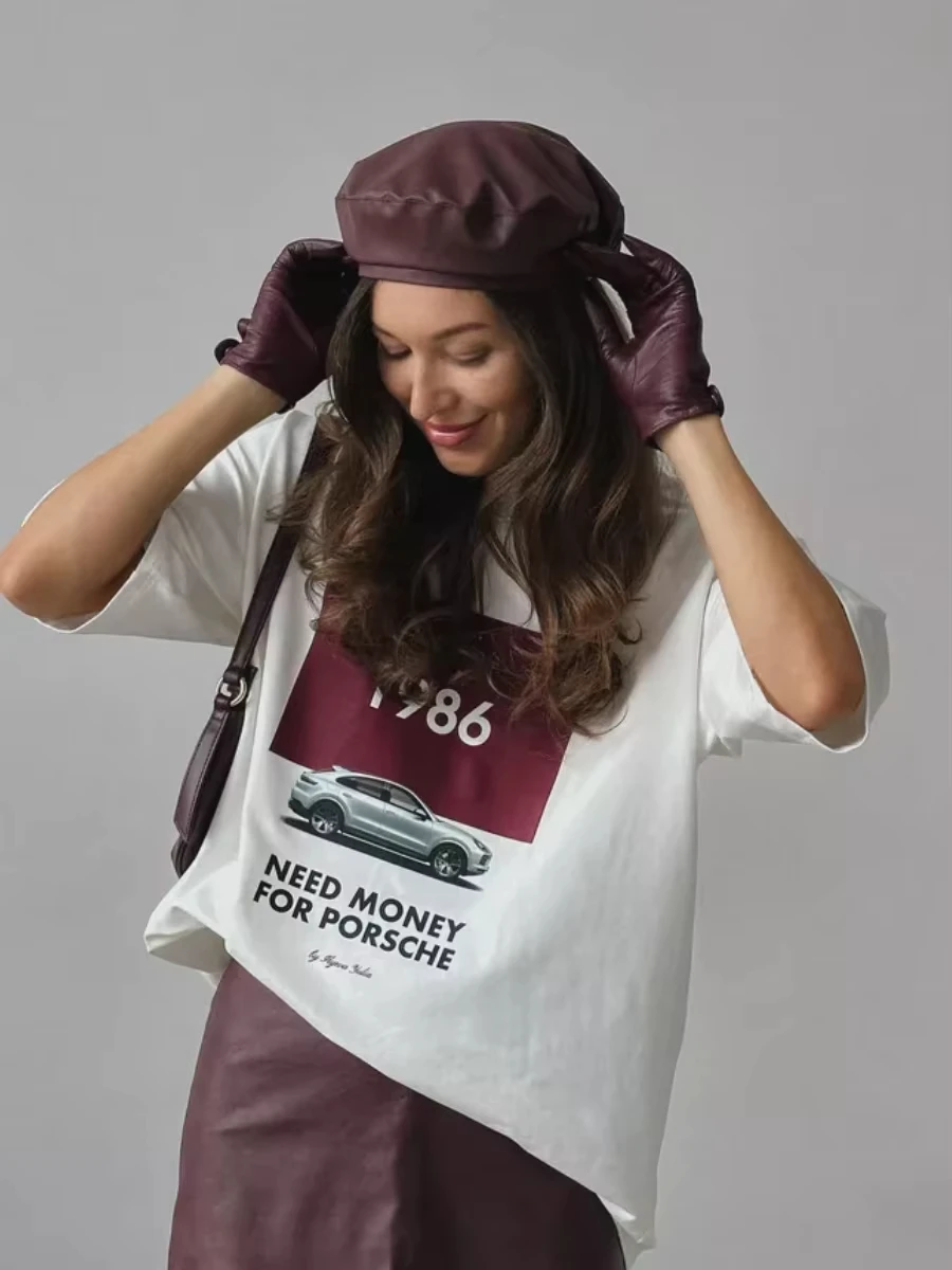 Western Style Ins Fashion Lazy Round Neck Top European and American Street Y2K Versatile Pure Cotton Short-sleeved T-shirt Top