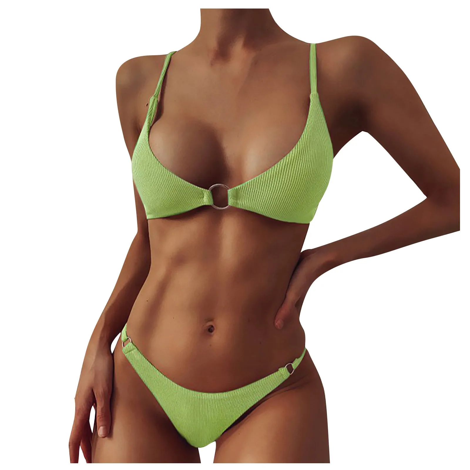 Ladies Sexy Fashion Bikini Unilateral Solid Color Two-piece Split Swimsuit  Bikinis Bra Push Up Summer Beach Wear Ropa Mujer 2023 - AliExpress