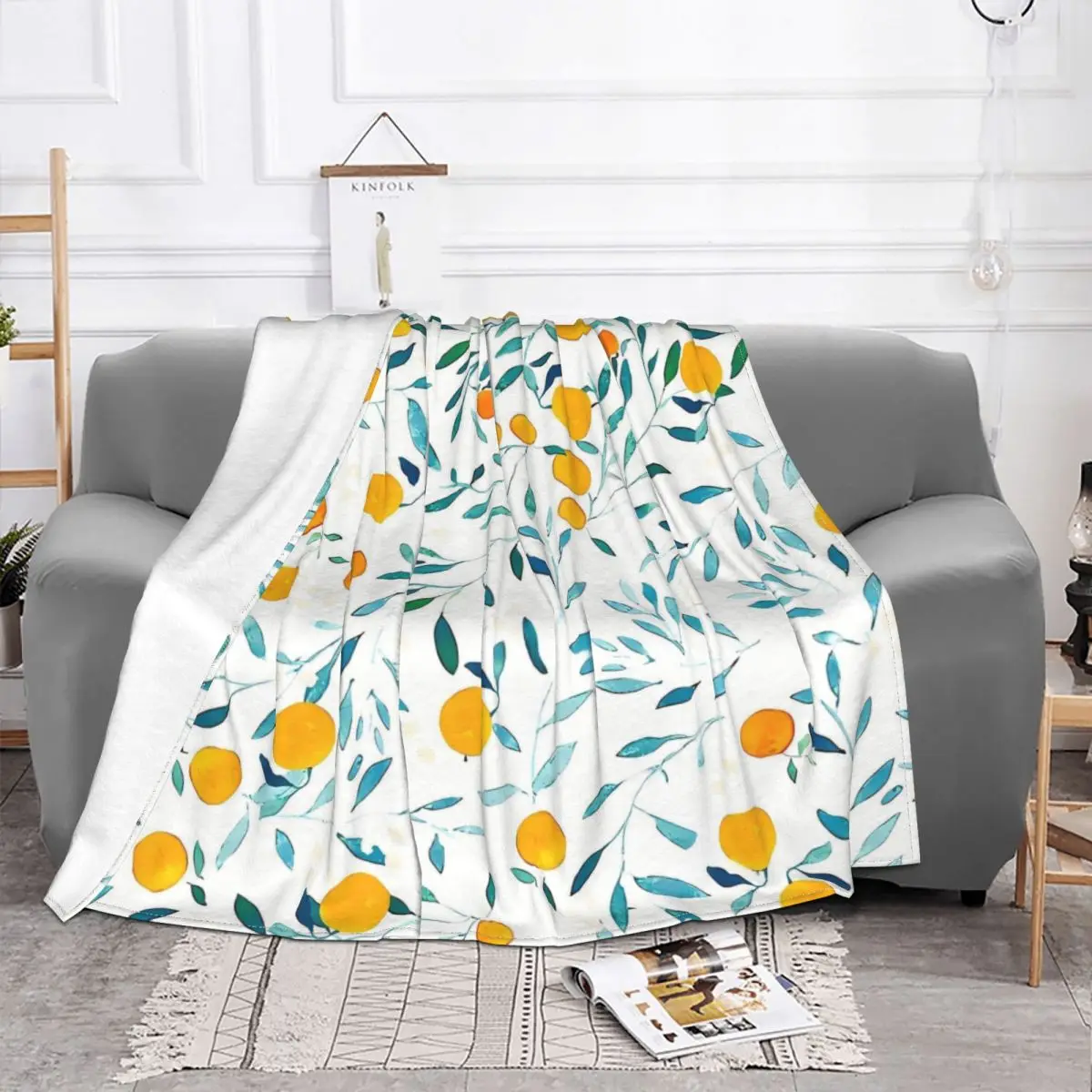 Orange Tree Portable Warm Throw Blankets for Bedding Travel