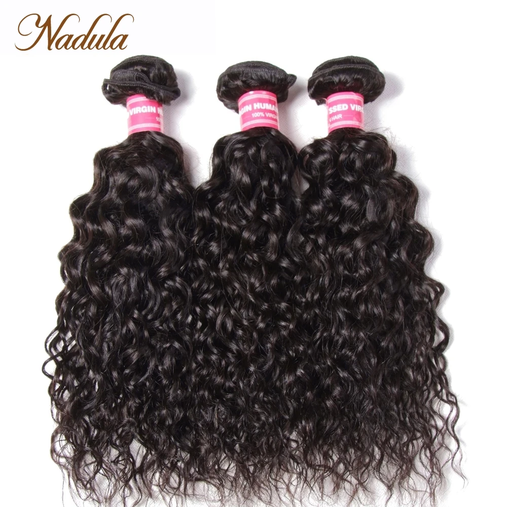 Nadula Hair 3 Bundles Malaysian Water Wave Hair 3piece/Lot 100% Human Hair Weaves Natural Black Color Remy Hair Extensions