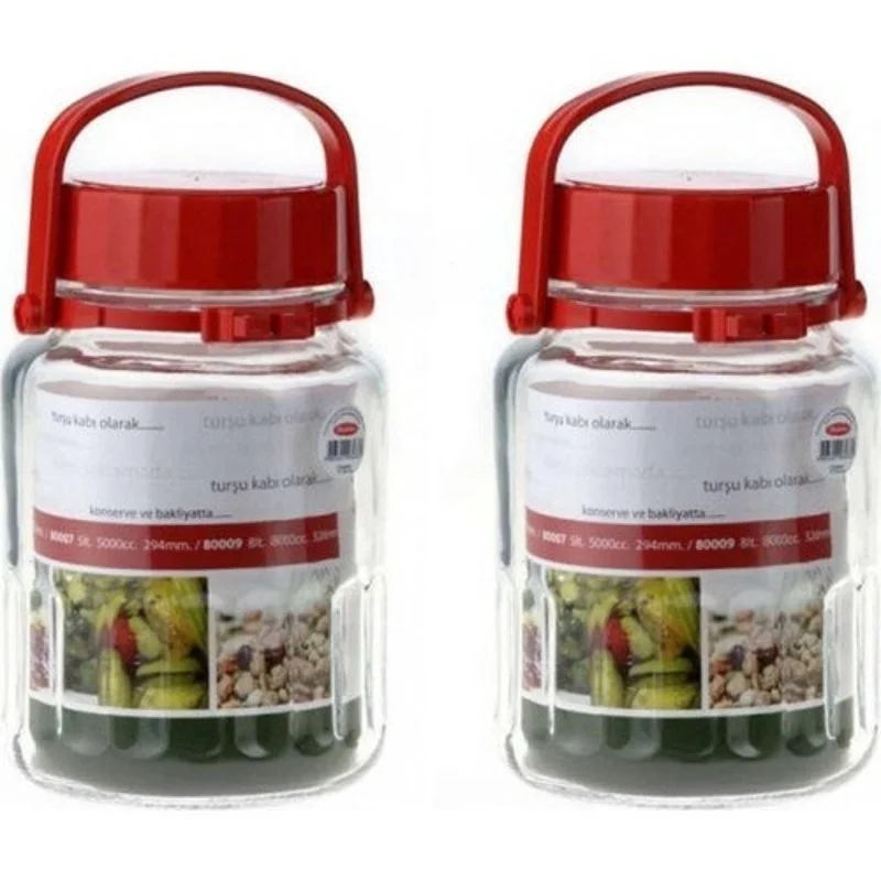 Pasabahce 80005 Harvest Plastic Lid Glass Jar 3 Liter-2 Pieces