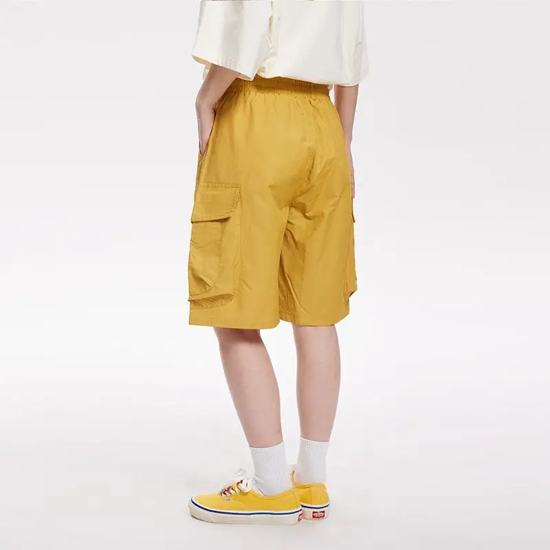 Fashion Solid Color New Flip Cover Large Pocket Loose Shorts Street Casual Korean Drawstring Elastic Waist Affordable Pants