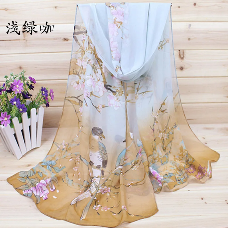 2022 New Silk Scarf Women Luxury Fashion Chiffon Print Sun Protection Bandana Headscarf Hijab Long Womens Neck Scarves Shawls 5