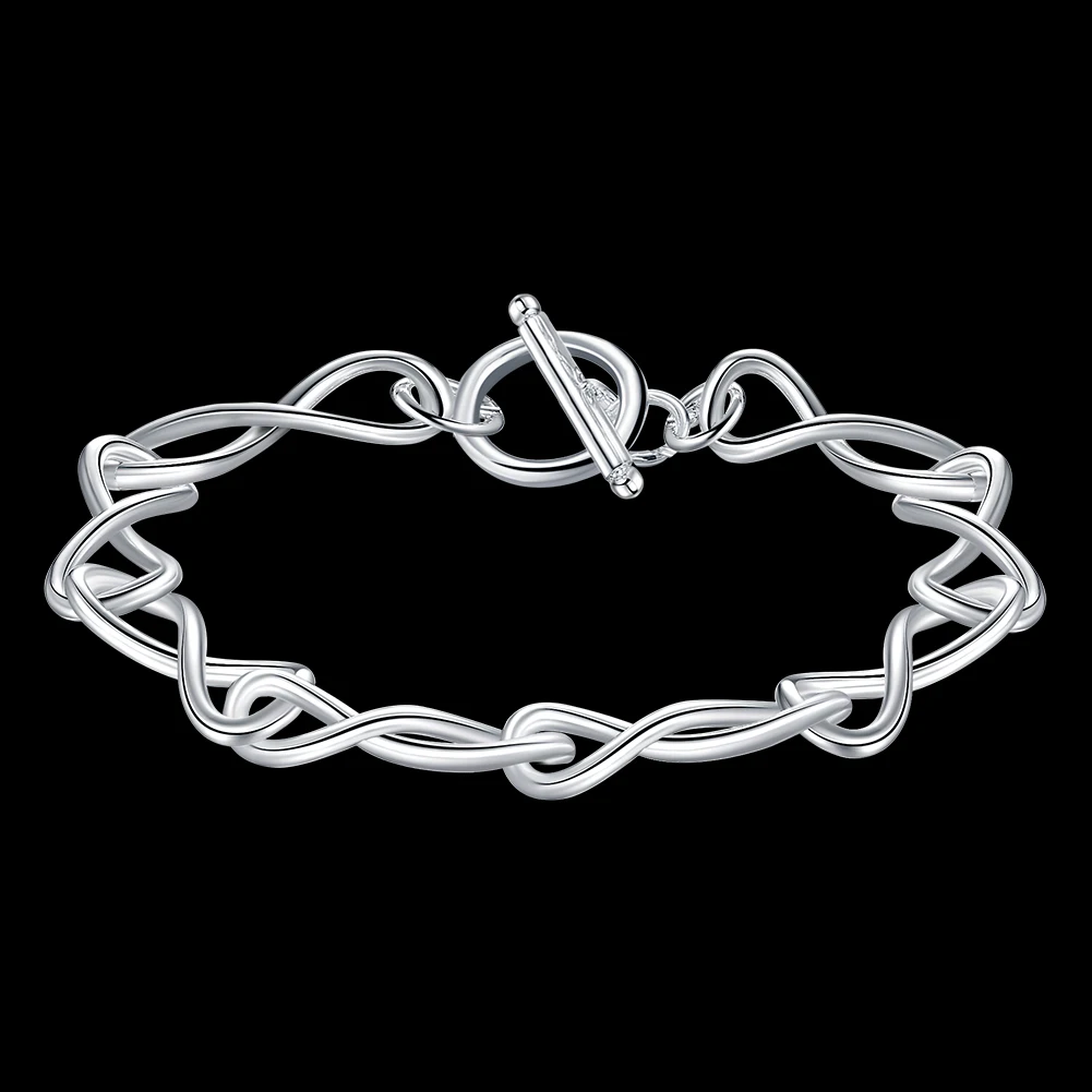 

Fine High Quality 925 Sterling Silver Twisted Circle 8 Shape Bracelets For Women Fashion Party Wedding Jewelry Holiday Gifts