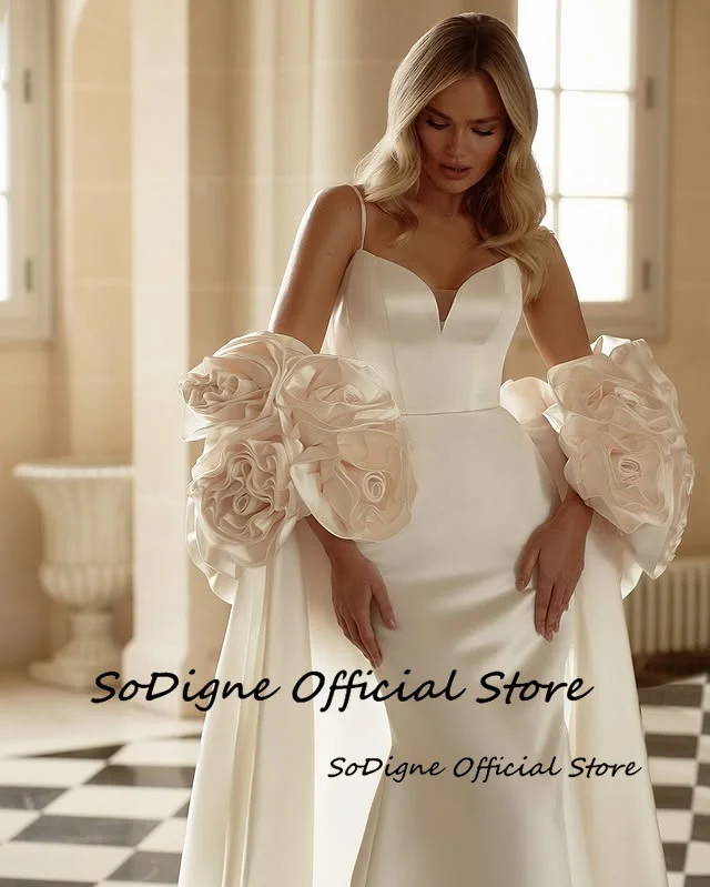 SoDigne Mermaid Satin Wedding Dresses Sweetheart Sleeveless with Shawl Bridal Dress Wedding Gown Robe De Mairee Customized 15 S37788c2f7c334ac6b1d97c91f38e10b7N