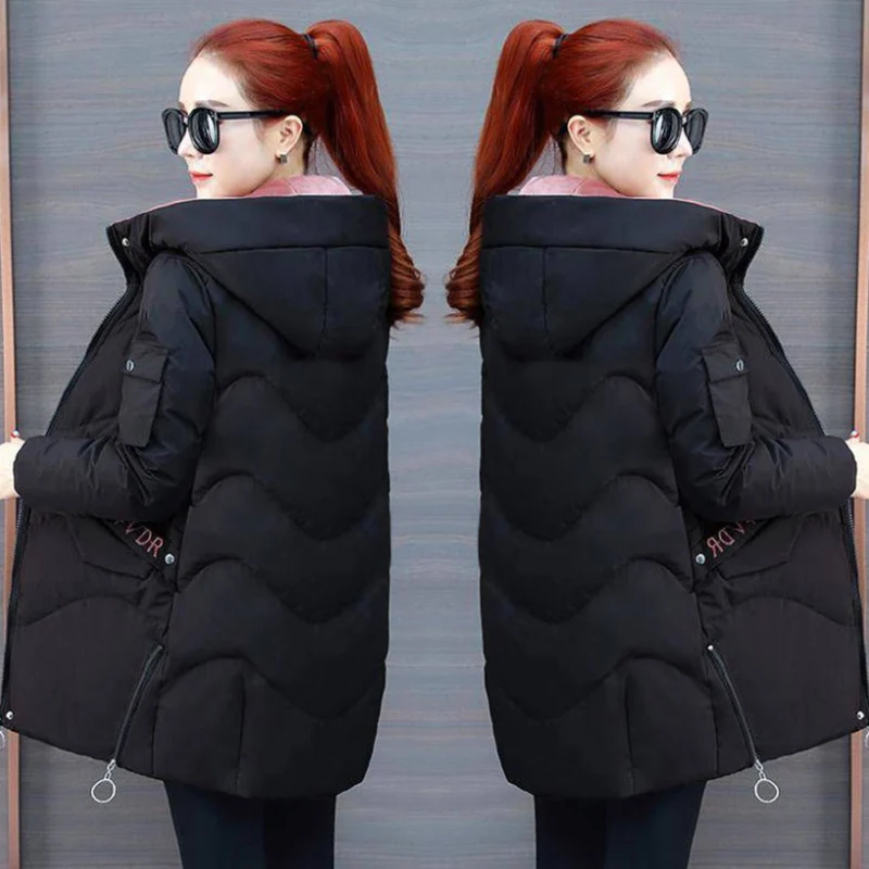 2021 Women Winter Jacket Hooded Warm Coat Plus Size Green Cotton Padded Jacket Female Long Parka Women Wadded Jaqueta Feminina