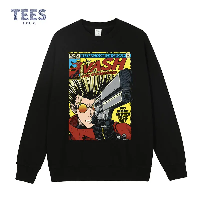 

Vash the Stampede Printed T Shirts Men Autumn Streetwear Anime Trigun T Shirt Hip Hop Harajuku Long Sleeve Tops Tees 100% Cotton
