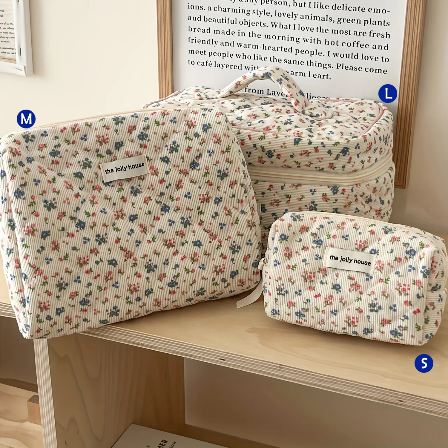 Chic Quilted Cotton Cosmetic Organizer - Portable Zipper Handbag