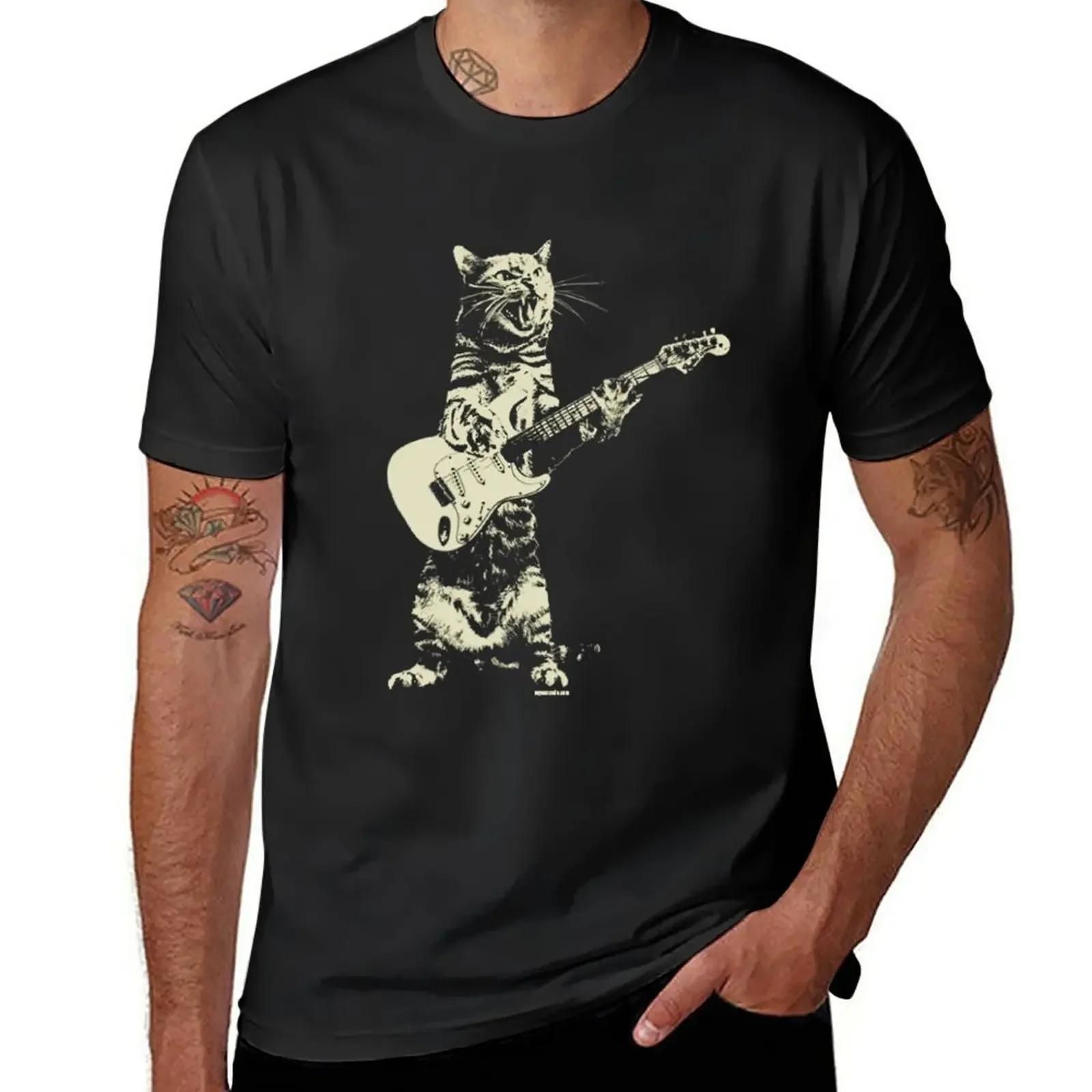 

Cat playing guitar T-Shirt sublime boys whites mens workout shirts