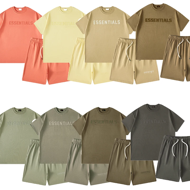 

Flocking Letter Printed Children's Short Sleeved Sets Solid O-Neck T-shirt+elastic Shorts New Soft Breathable Kid's Sportswear