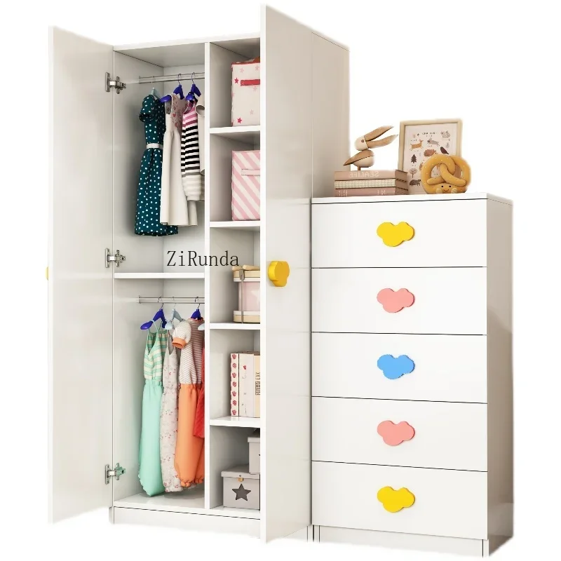 Children's wardrobe household bedroom locker boy student clothes storage cabinet solid wood