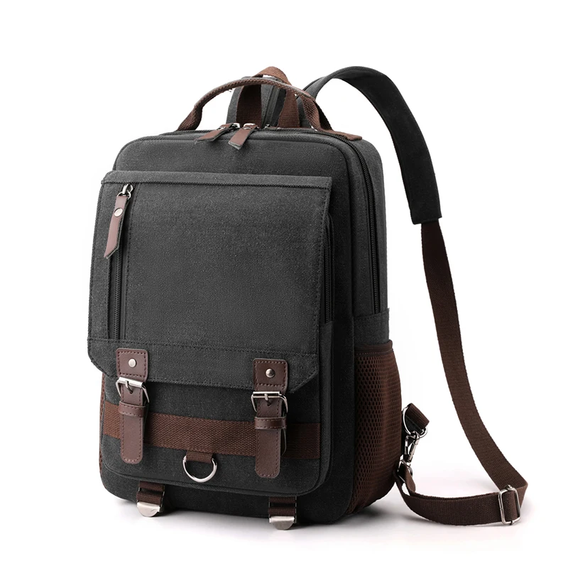 Canvas retro backpack, outdoor hiking, multifunctional, multi compartment, chest bag, side backpack