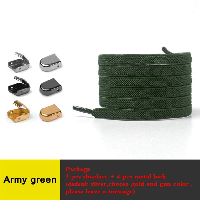 No Tie Flat Hiking Running Shoe Lace Elastic Shoelaces Outdoor Leisure Sneakers Quick Safety Flat Shoelace Kids Adult Lazy Laces Army Green