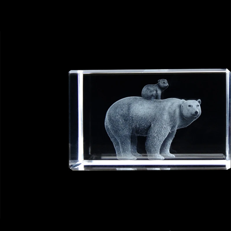 Elephant GIFTS/3d Laser Etched Crystal Art of Elephant Figurines Crystal Glass Cube Engraving for Home Decoration Birthday