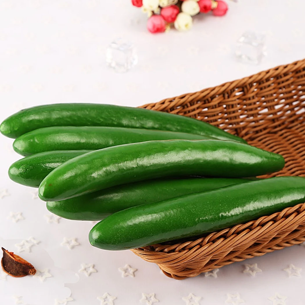 3pcs 24cm Artificial Simulation Cucumber Foam Lifelike Simulation Cucumber Fake Vegetable Props Home Kitchen Decoration Toy food model food photography props vegetable ornaments