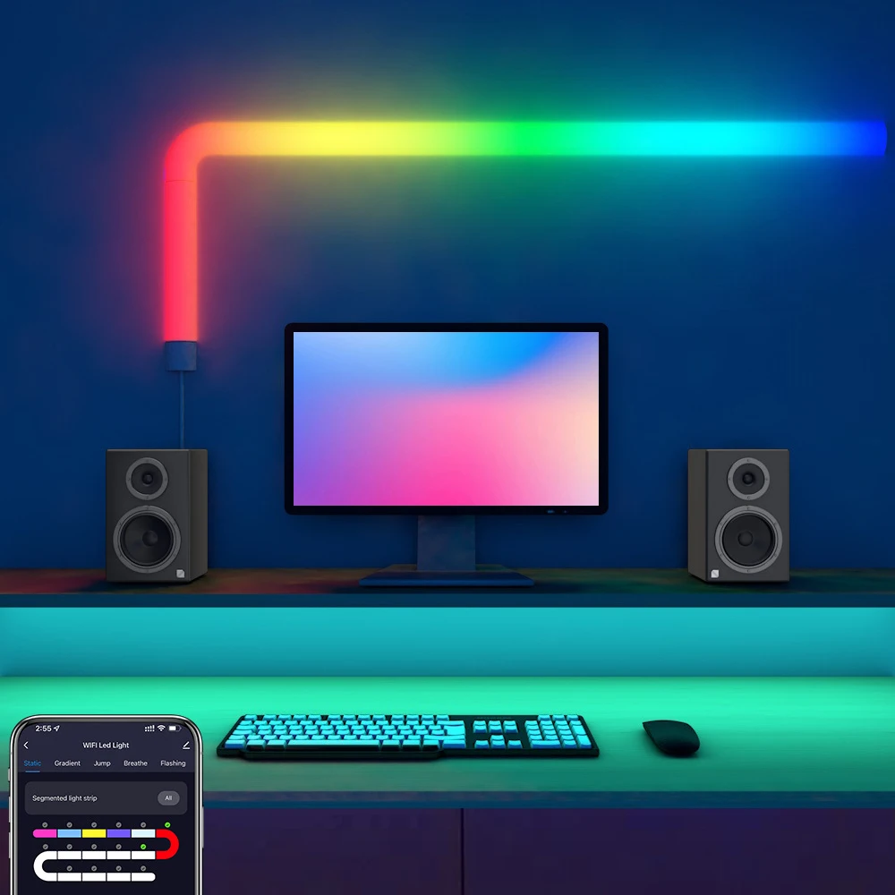 RGBIC Wi-Fi Smart LED Light Bar 12v Support Alexa Google Home Bluetooth TUYA Music Sync DIY Night Light TV Wall Room Decor Lamp led light bar