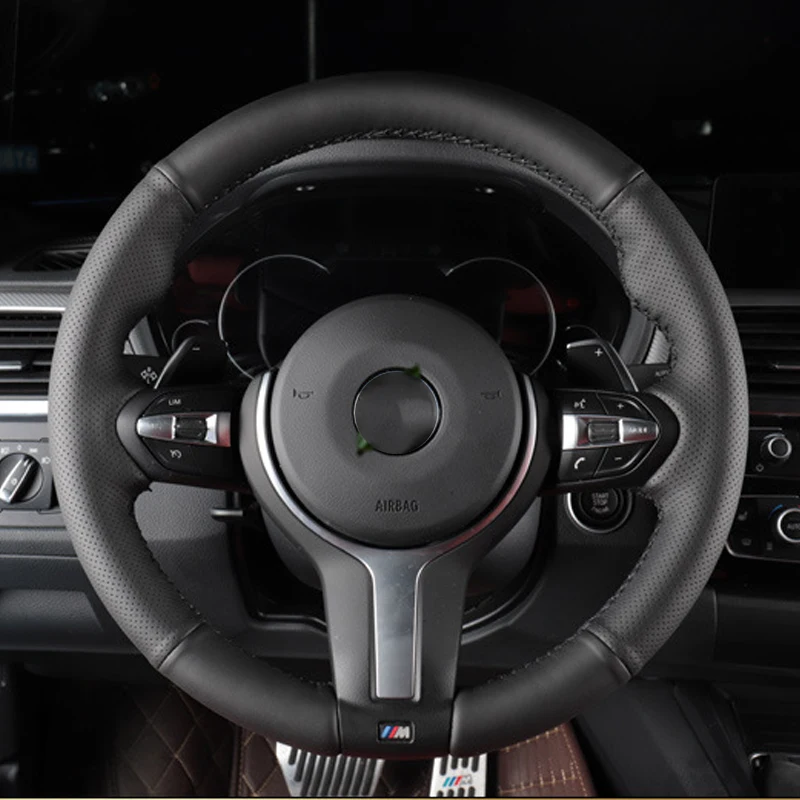  MEWANT Steering Wheel Wrap Black Alcantara Auto Steering Wheel  Cover for BMW F87 M2 F80 M3 F82 M4 M5 F12 F13 M6 F85 X2 X5 M F86 X6 M F33  F30