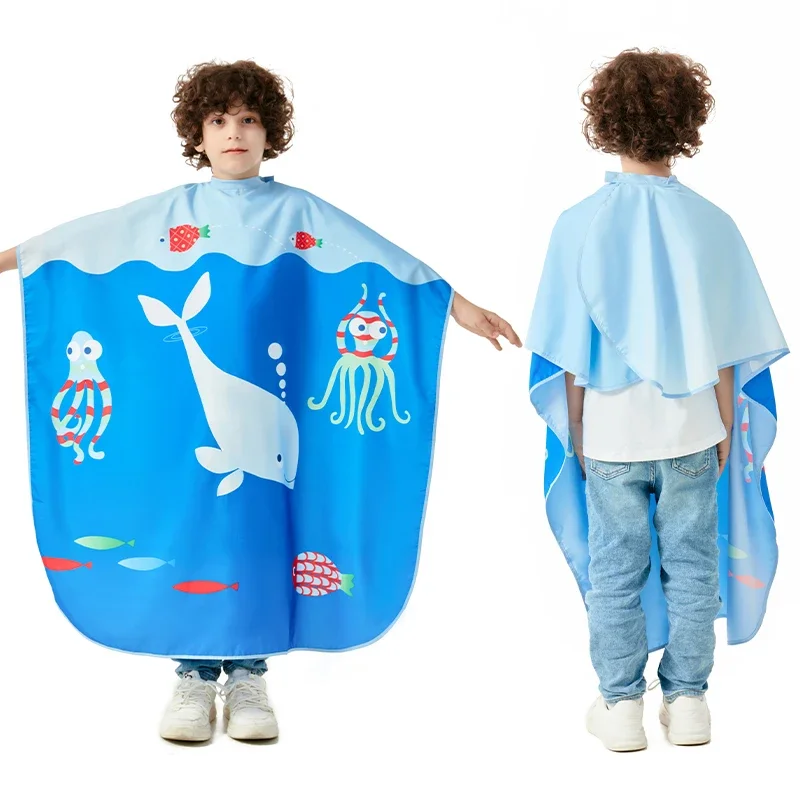Salon Waterproof 100% Polyester Patterned Hair Cutting Barber Cape for Boys Girls Kids and Children189A