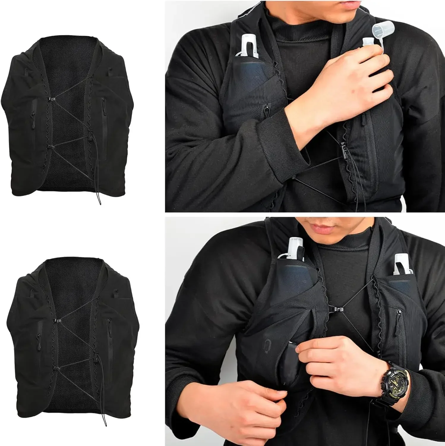 Hydration Vest Pack with 12 Pockets for Small Items Phones Wallets Keys and Towel for Jogging Biking Hiking hydration vest pack