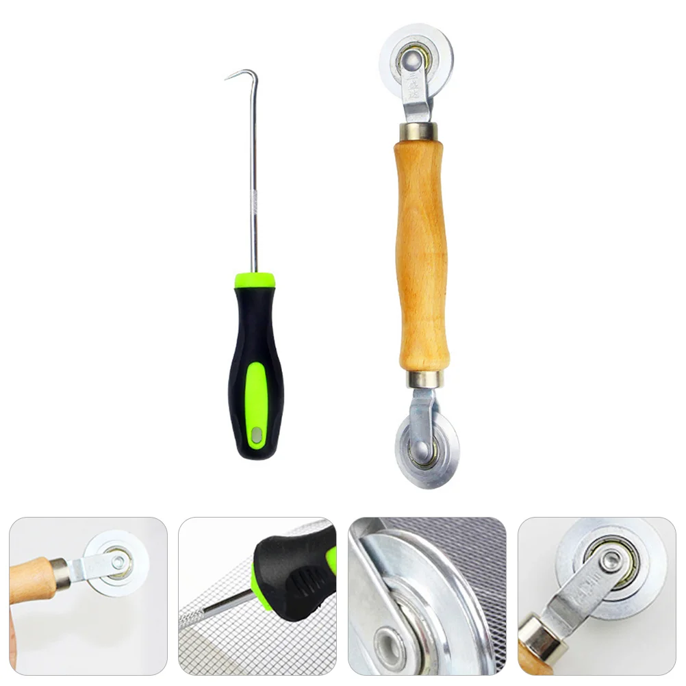 

2 Pcs Window Screens Screen Replacement Tool Mesh Window Scroll Wheel Kit Roller Metal Carbon Steel Door Installation