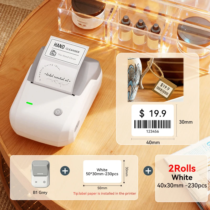 Portable Bluetooth Thermal Label Printer - Pocket-Sized Barcode & QR Code Label Maker with Self-Adhesive Sticker Printing