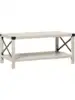 Walker Edison Sedalia Modern Farmhouse Metal X Coffee Table 40 Inch Stone Grey 1